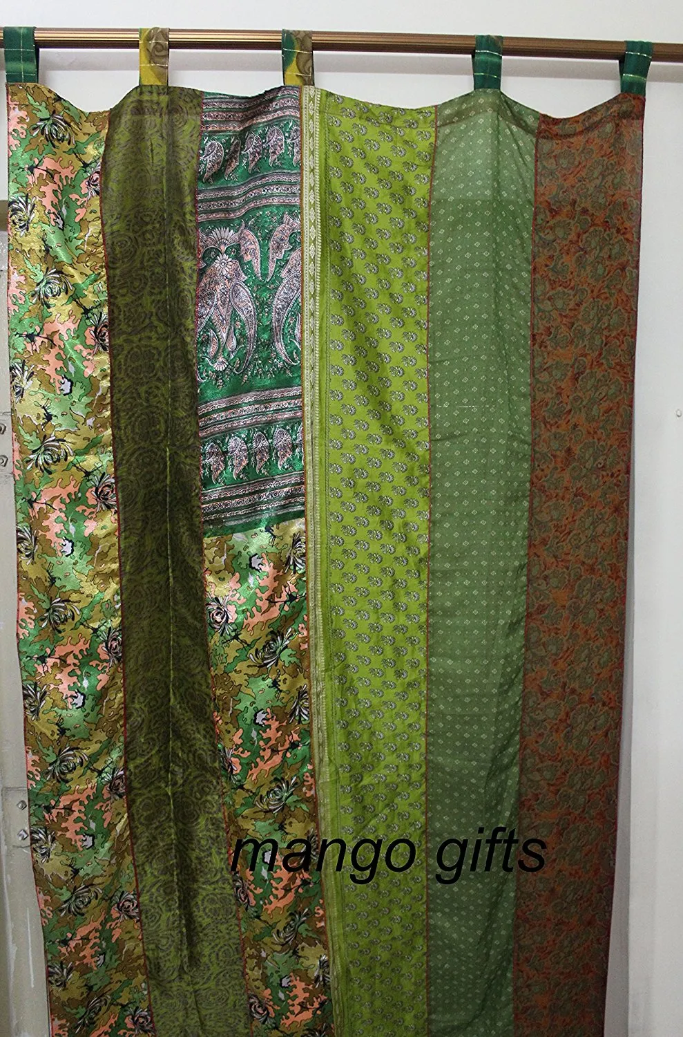 Extra Long Silk Sari Boho Curtains 14 feet Length Boho Theme Indian Sari Curtain Drapes