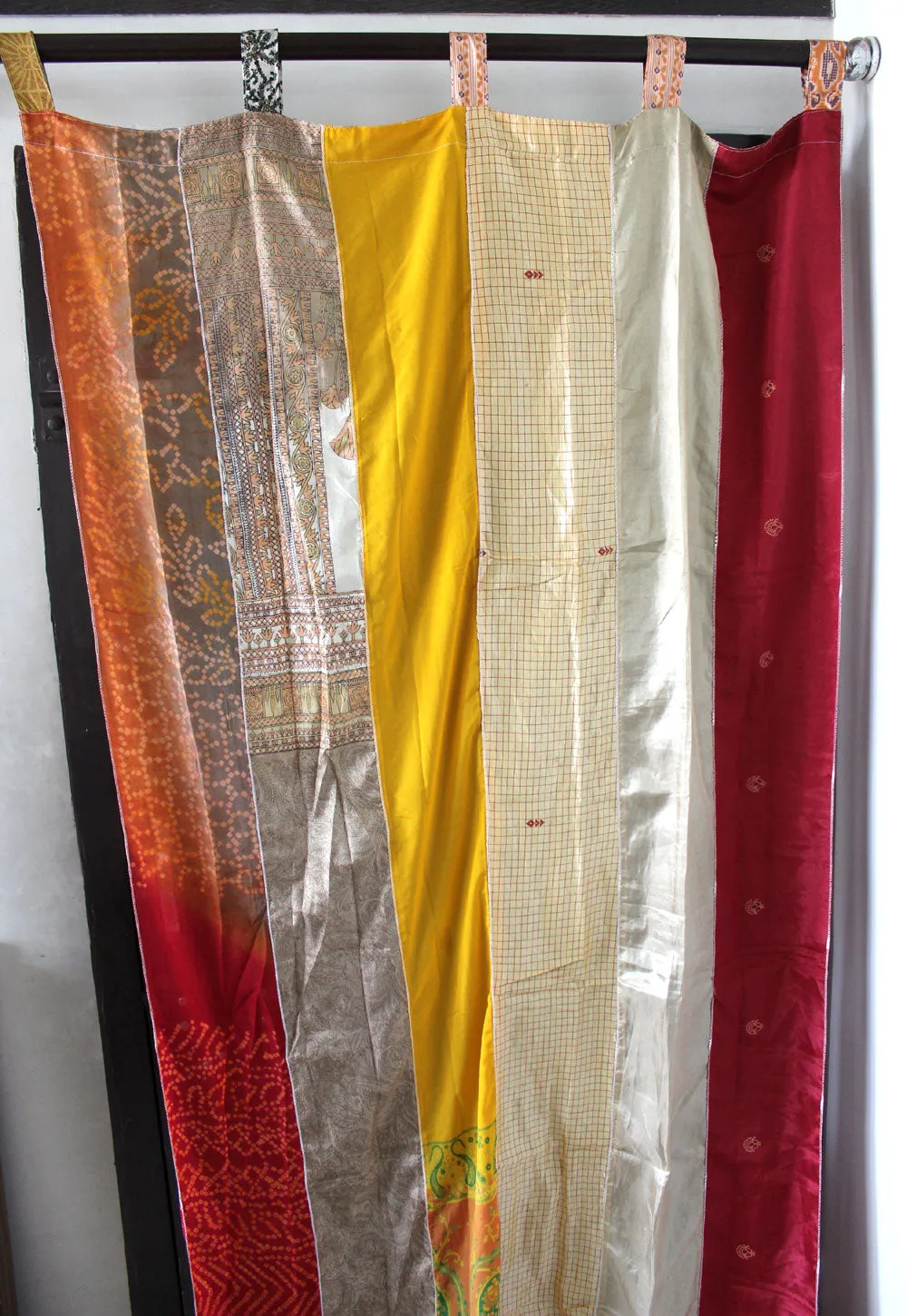 Extra Long Silk Sari Boho Curtains 14 feet Length Boho Theme Indian Sari Curtain Drapes