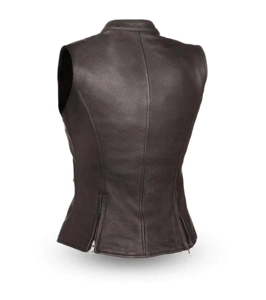 Fairmont Women's Motorcycle Leather Vest by First MFG