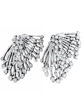 Fan Shaped Abstract Rhinestone Earrings