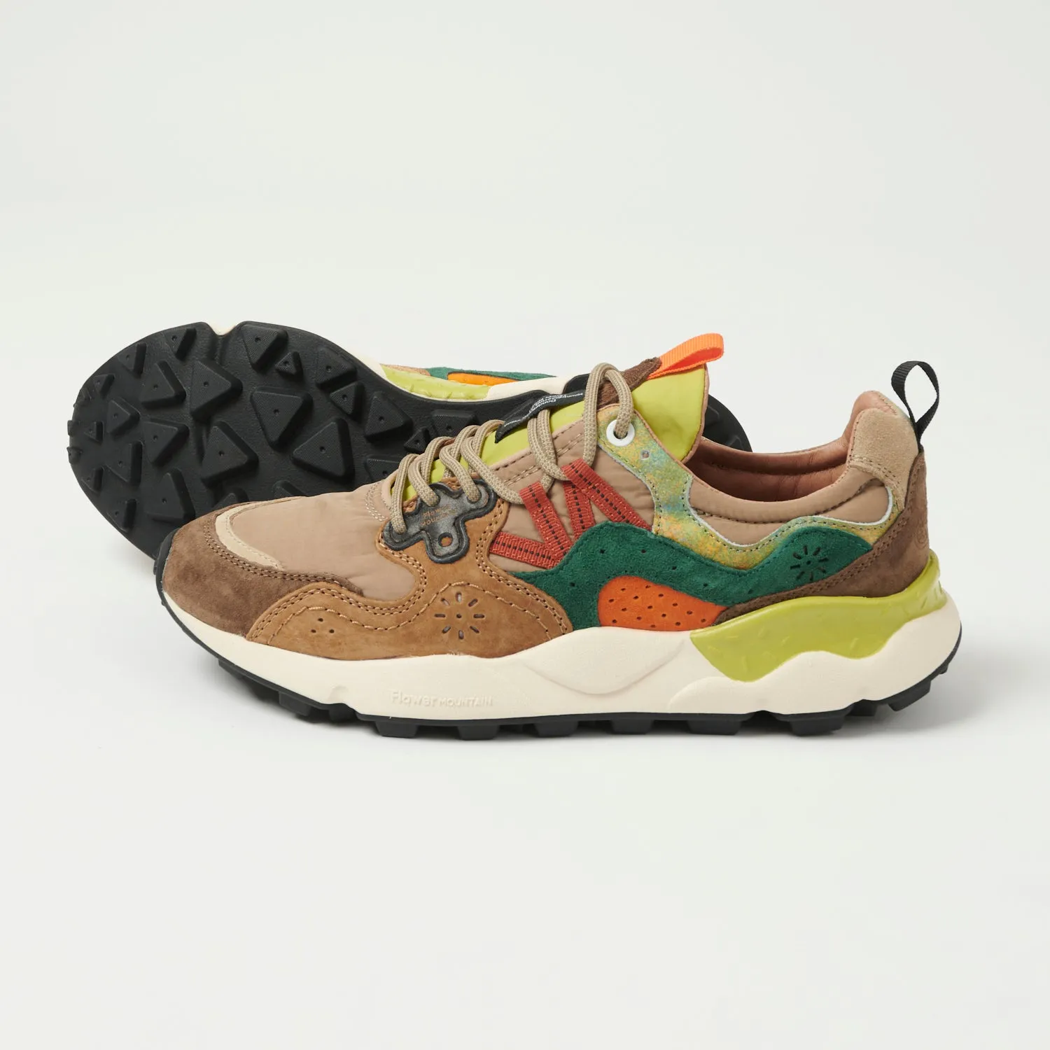 **Flower Mountain Yamano 3 Sneakers - Brown-Green/Pastel Colorway, Stylish and Comfortable Footwear**