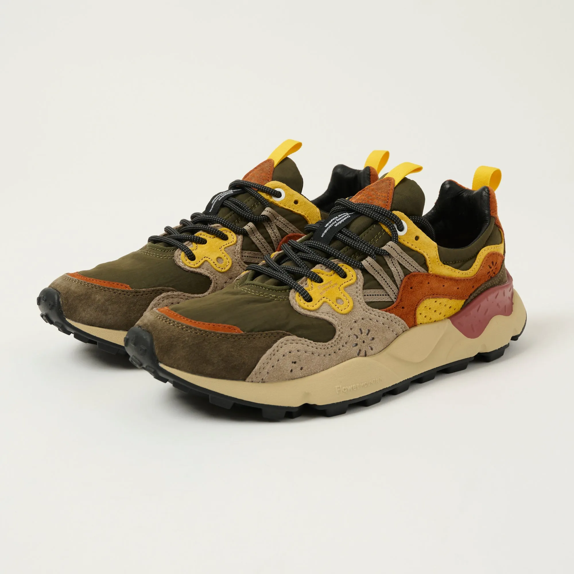 Flower Mountain Yamano 3 Man Suede/Nylon Sneaker - Grey/Yellow