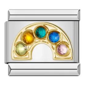 Gold Rainbow with Multicolor Stones