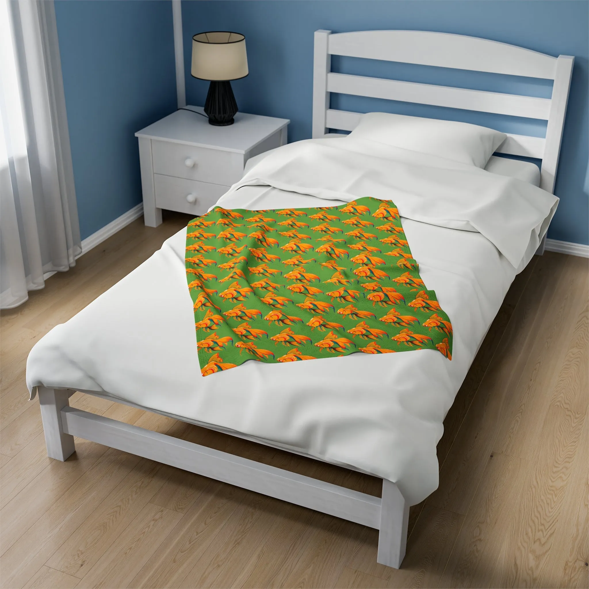 Goldfish Velveteen Plush Blanket (Green)