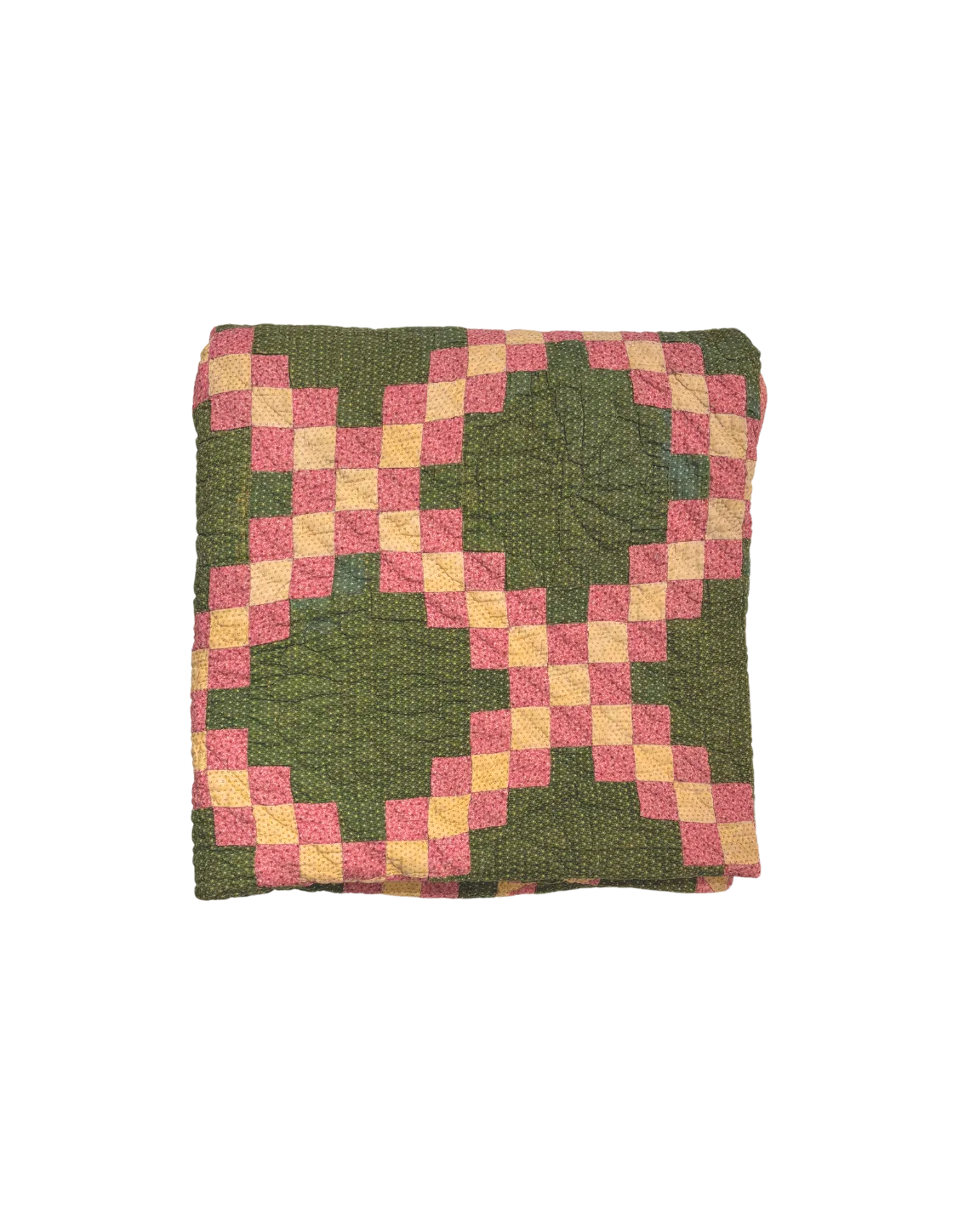 Green and Pink Patchwork Quilt