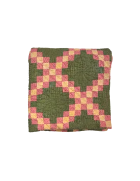 Green and Pink Patchwork Quilt