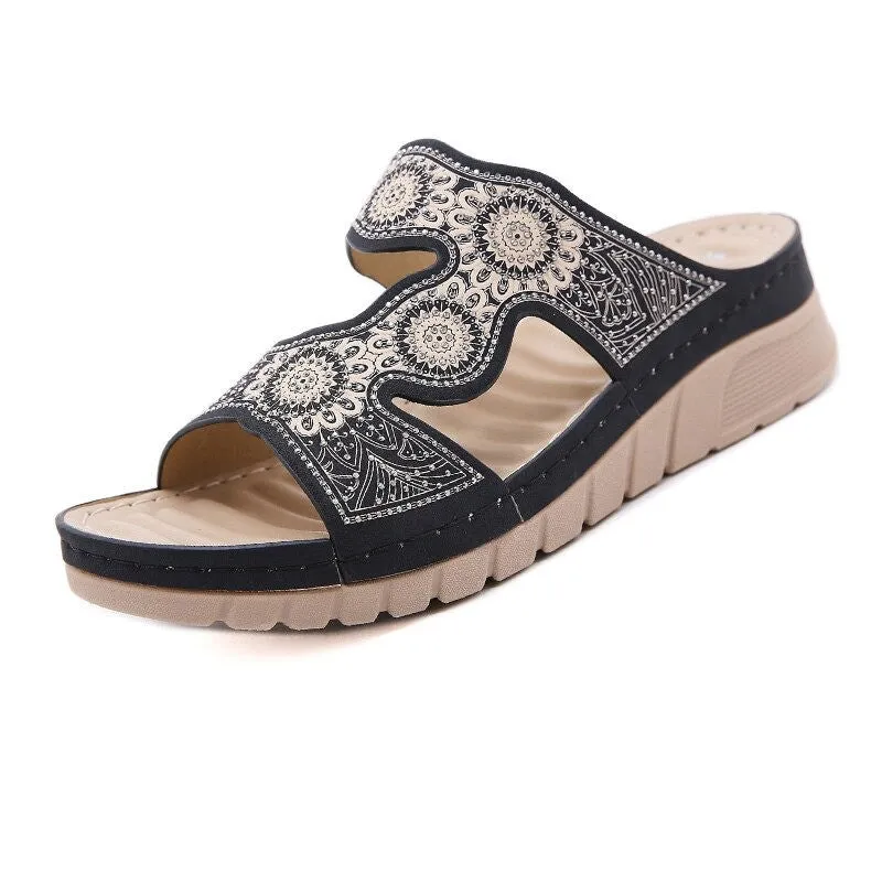 Groovywish Women Comfortable Flower Crystal Summer Sandals