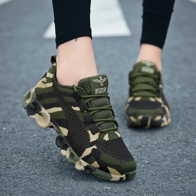 Groovywish Women Orthopedic Shoes Mesh Camouflage Outdoor Sneakers