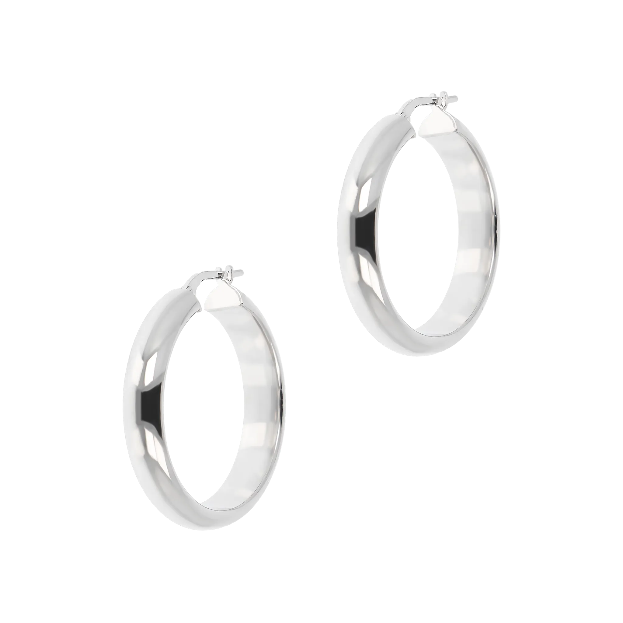 Italian Sterling Silver 1-1/4" Polished Hoop Earrings