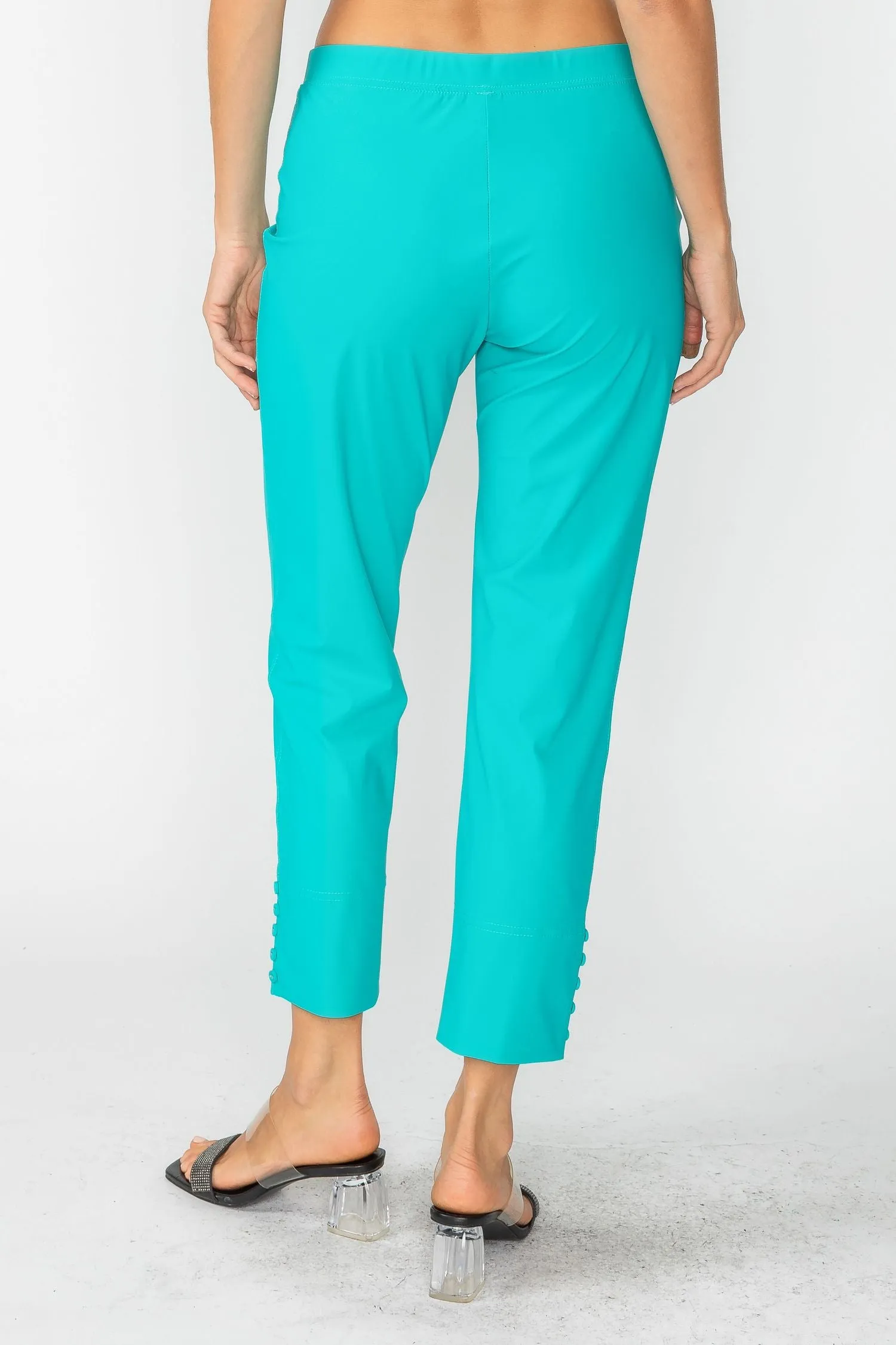 Jade Button Hem Slim Crops