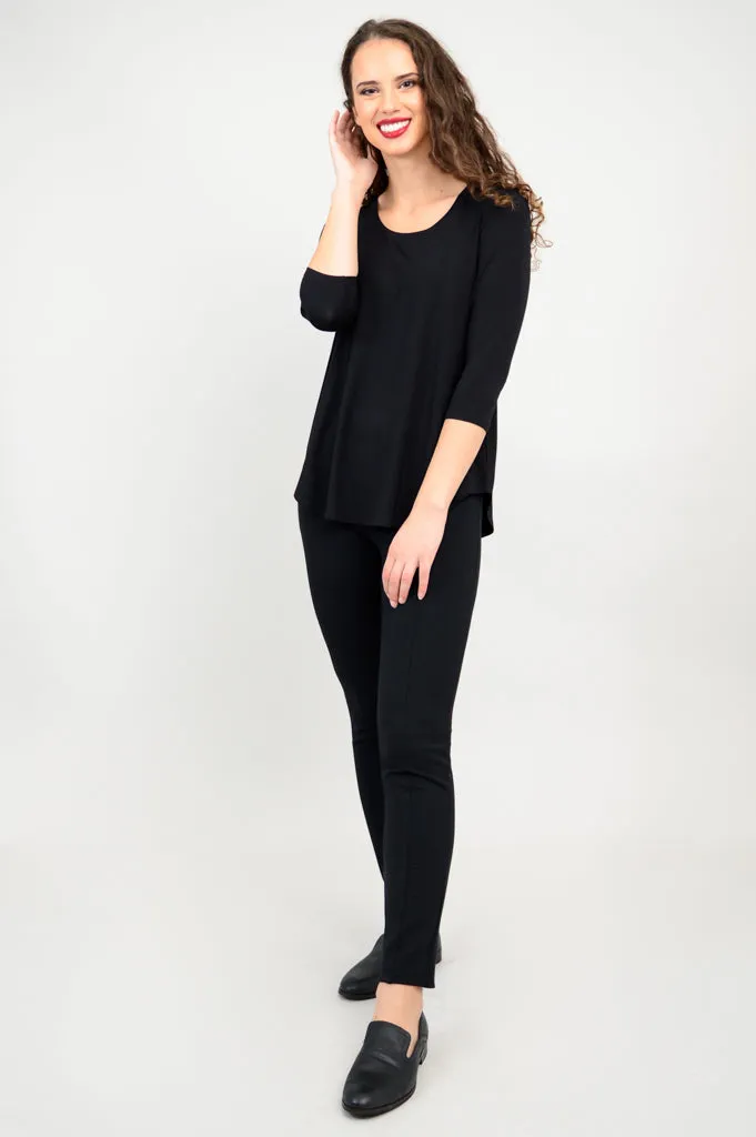 Jazz 3/4 Slv Top, Black, Bamboo