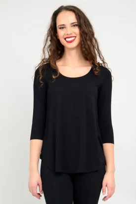 Jazz 3/4 Slv Top, Black, Bamboo