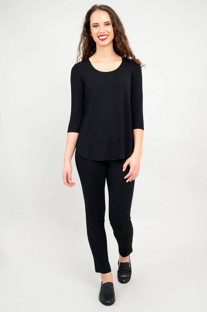 Jazz 3/4 Slv Top, Black, Bamboo