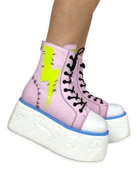 JOLT PINK/GREEN PLATFORM SNEAKERS