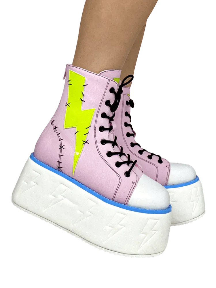 JOLT PINK/GREEN PLATFORM SNEAKERS