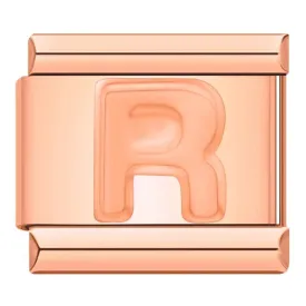 Letter R in Rose Gold, on Rose Gold