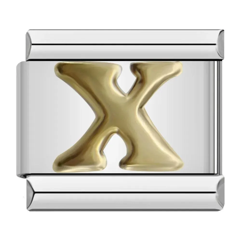 Letter X in Gold, on Silver