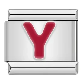 Letter Y in Red, on Silver