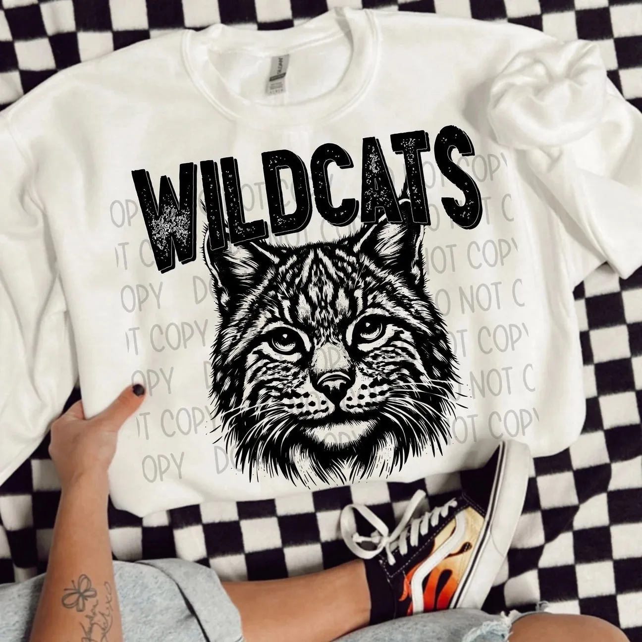 Line Drawing Wildcats Mascot Sweatshirt/Long Sleeve