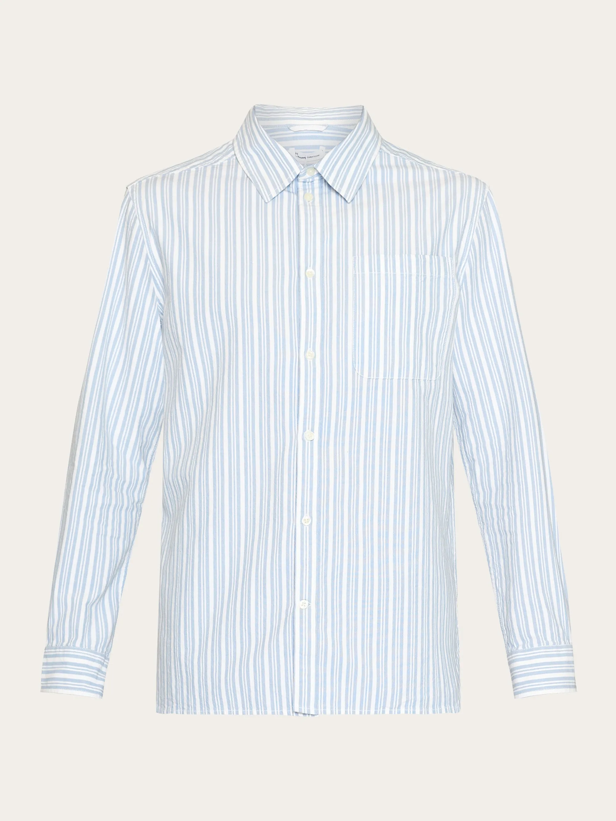 Loose striped slub canvas shirt - GOTS/Vegan - Blue stripe