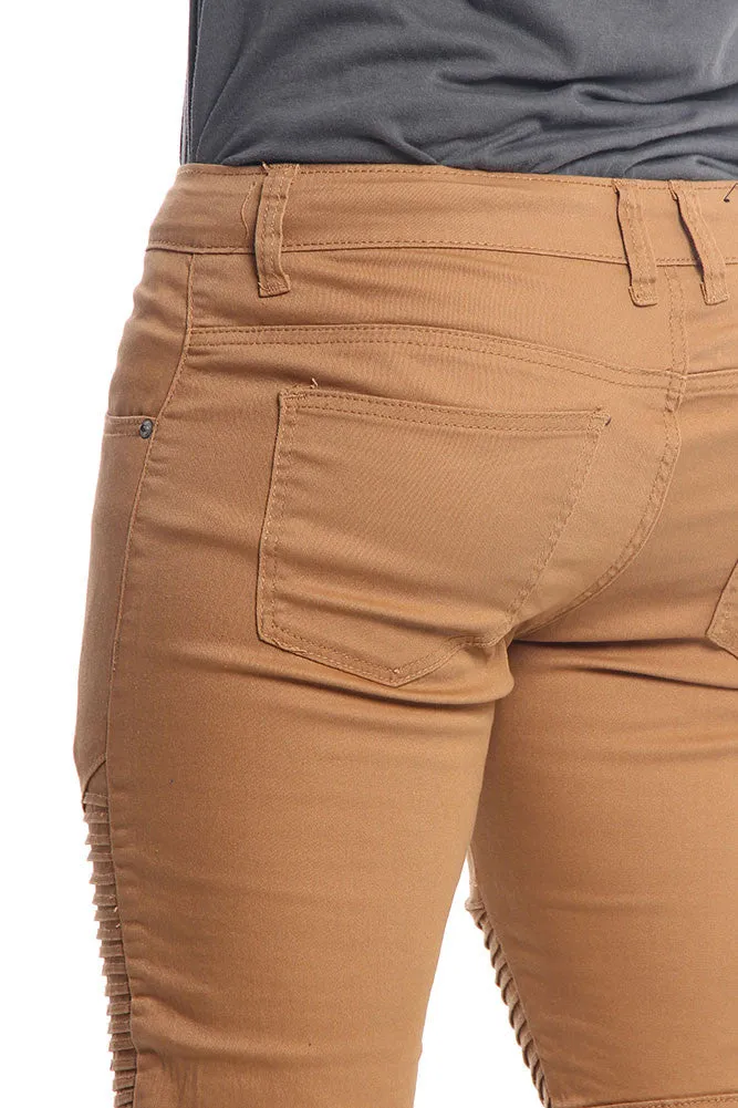 Men's Biker Twill Skinny Pants (Wheat)