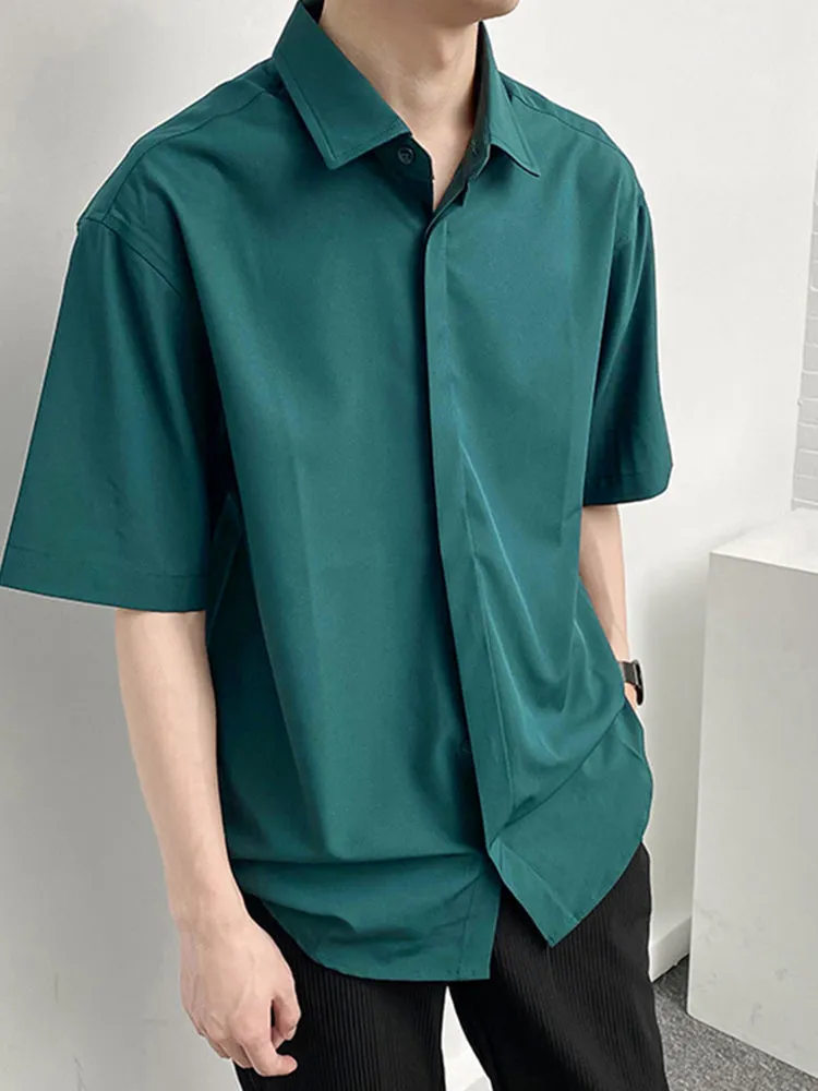 Mens Casual Solid Color Half Sleeve Shirts  SKUG99732