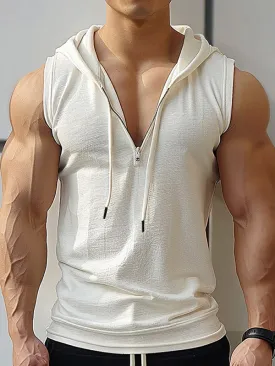 Mens Casual Solid Color Hooded Tank SKUK77336