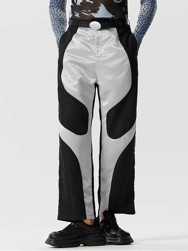 Mens Contrast Patchwork Deconstruction Straight Pants SKUK21283