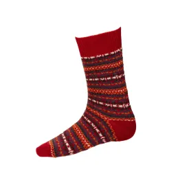 Men's Fair Isle Socks - Brick Red