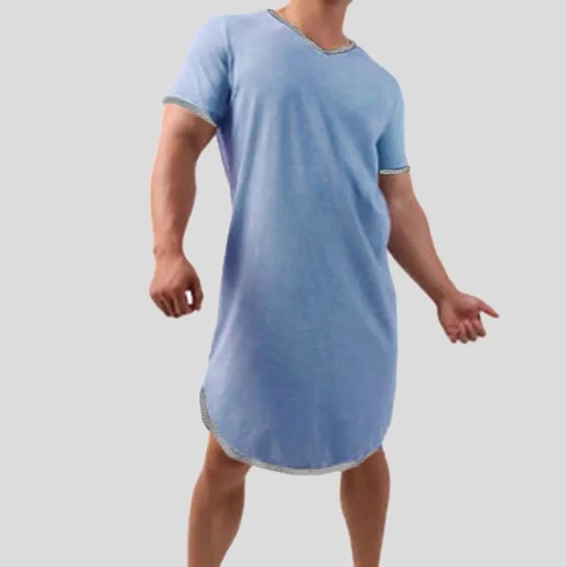 Men's Patchwork Short-sleeved Mid-length Robe SKUG63111