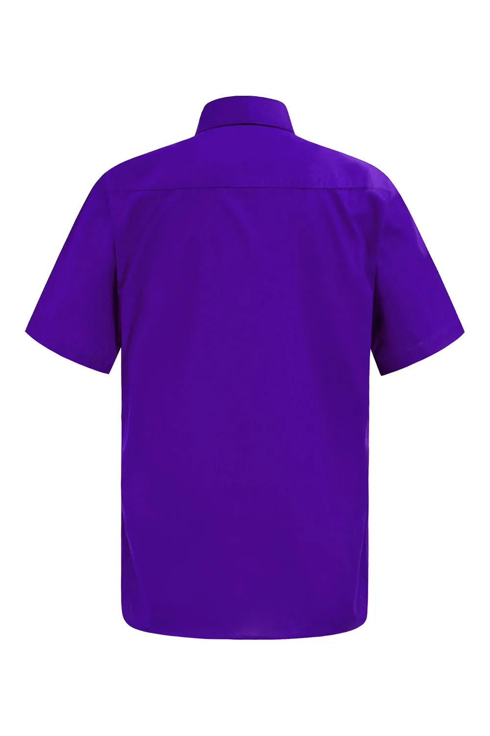 Men's Regular Fit Short Sleeve Solid Color Dress Shirts (Purple)