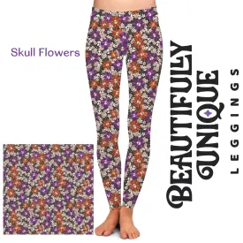 Mini Skull Flowers (Semi-Exclusive) - High-quality Handcrafted Vibrant Leggings