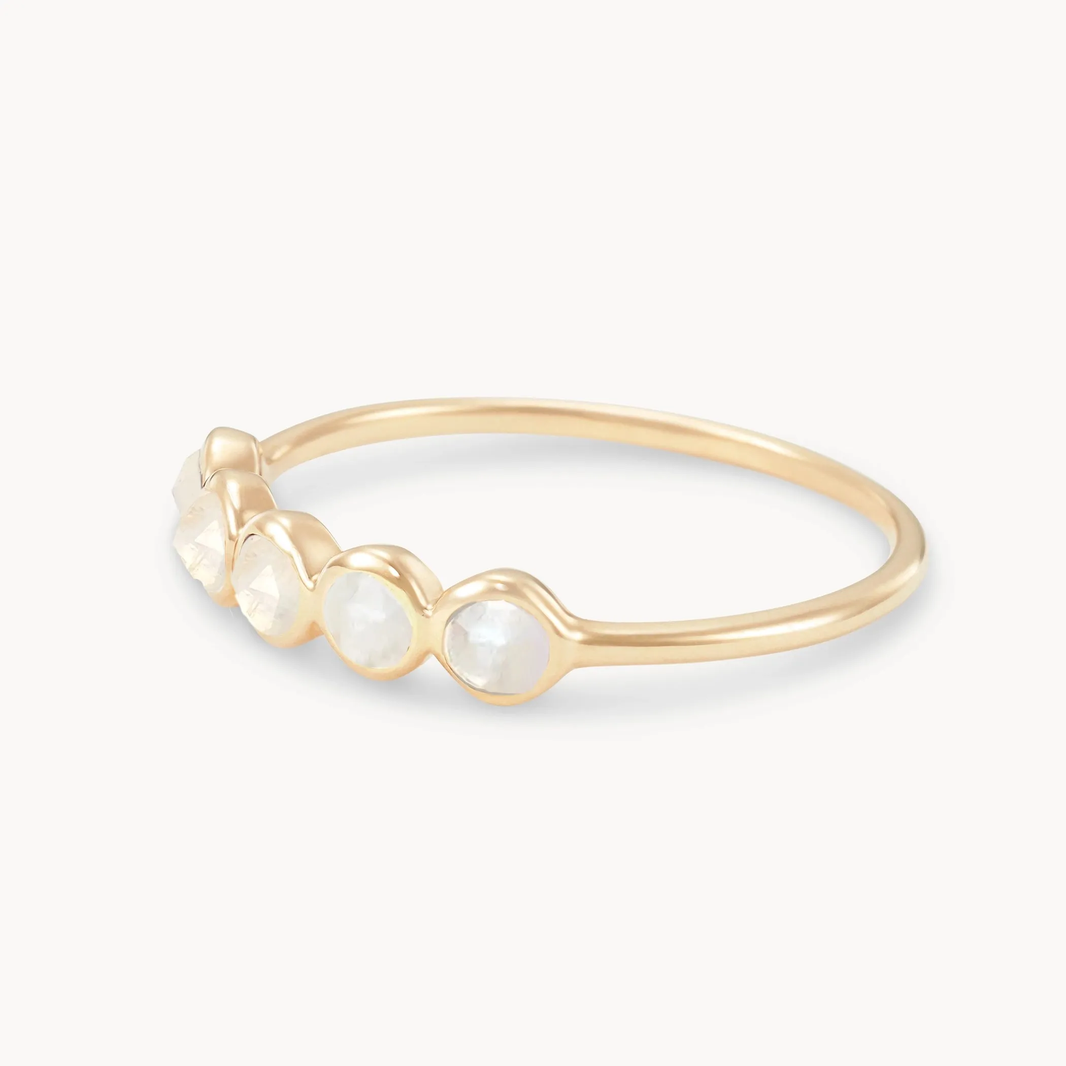 moonstone five stone mood ring - 14k yellow gold