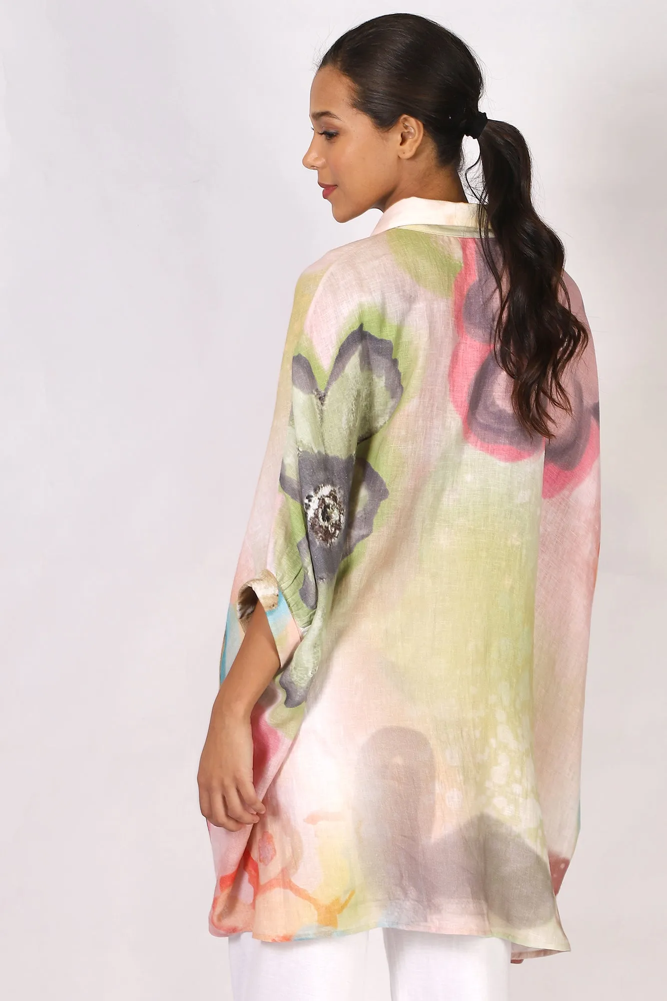 Multicolour Abstract Linen Shirt