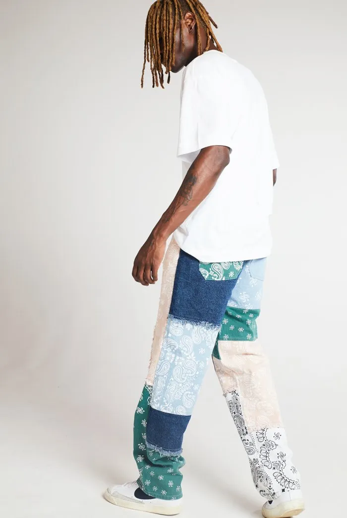 Patchwork Paisley Print Skate Jeans