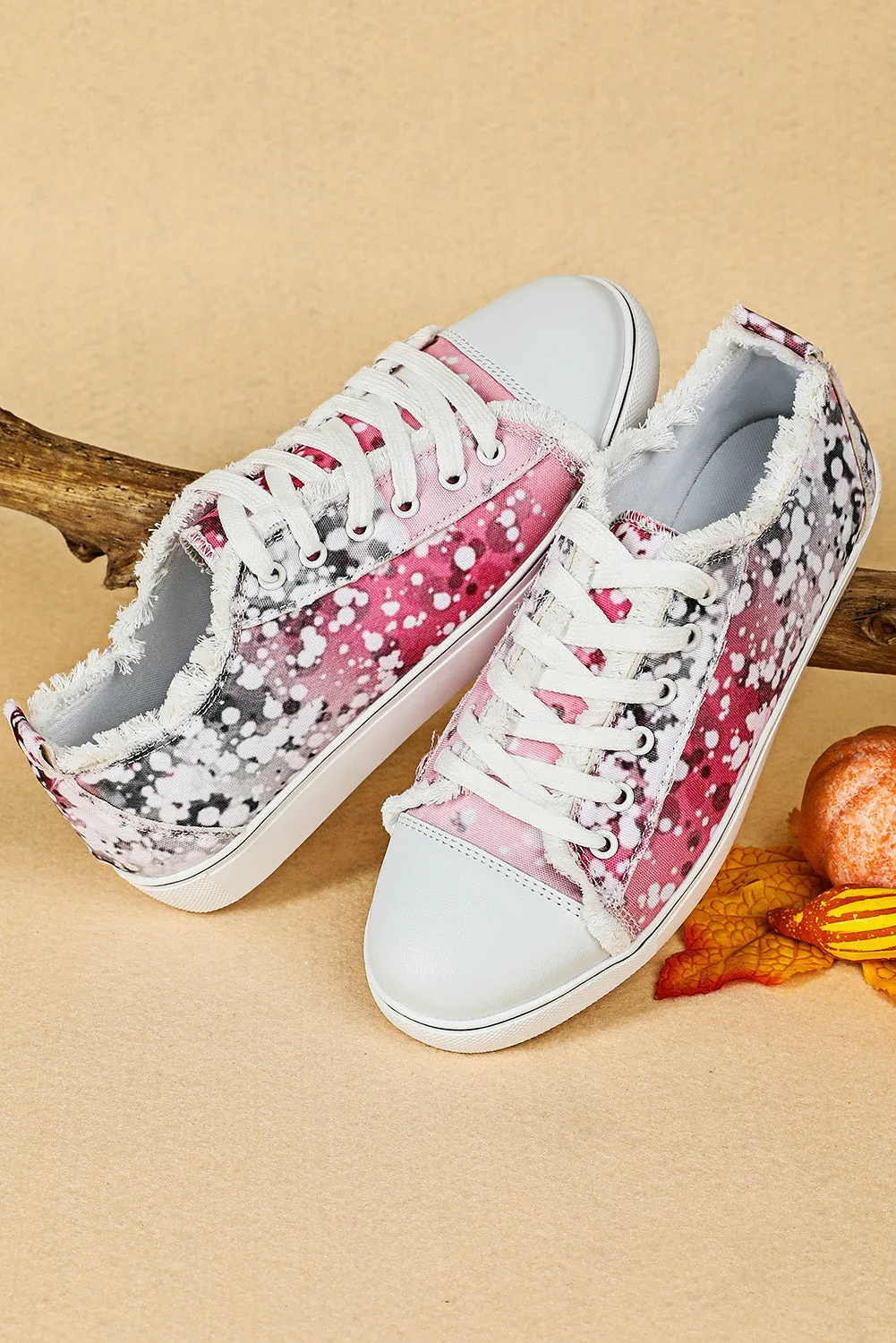 Pink Bleached Spots Canvas Shoes