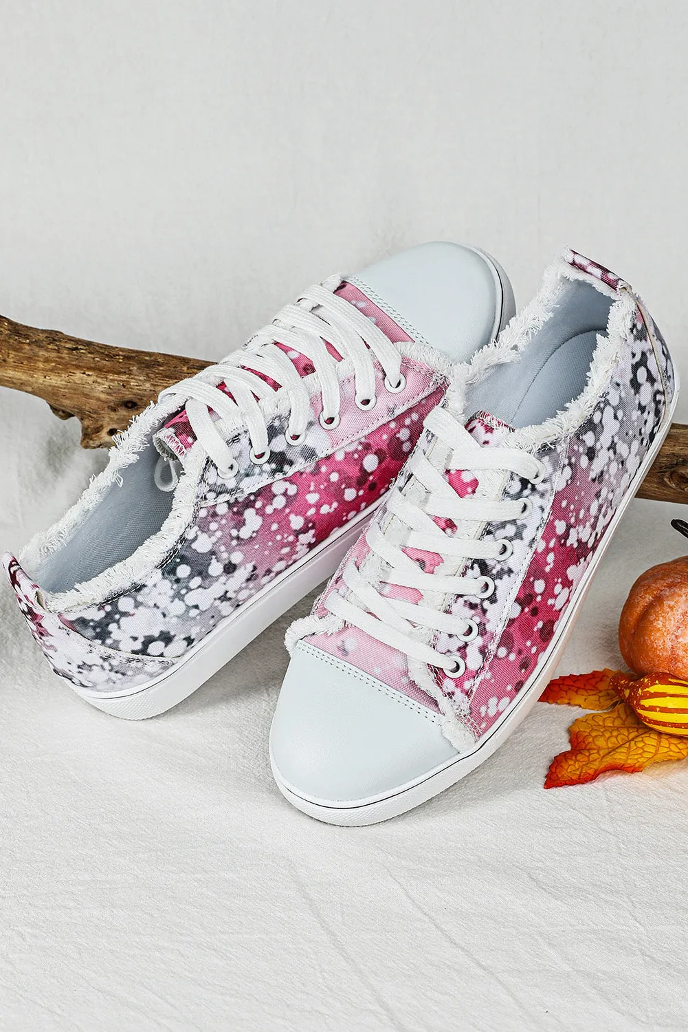 Pink Bleached Spots Canvas Shoes