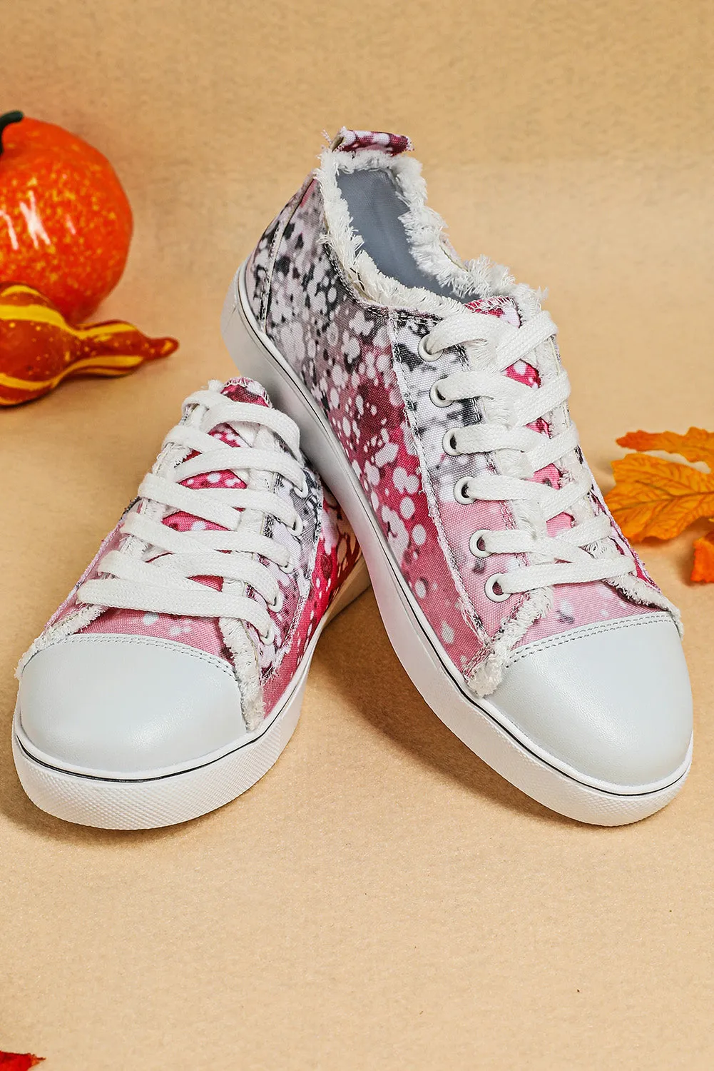 Pink Bleached Spots Canvas Shoes