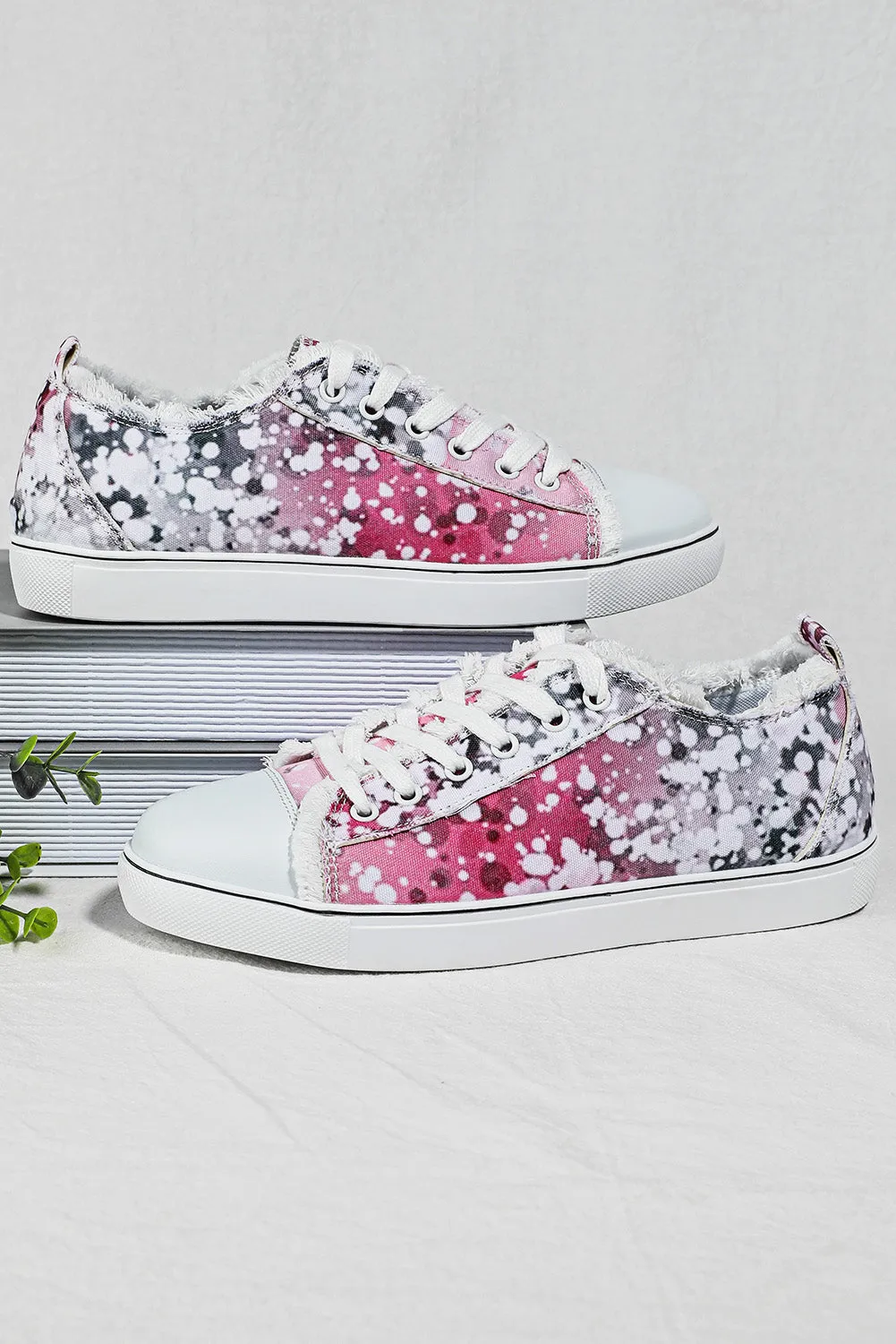 Pink Bleached Spots Canvas Shoes