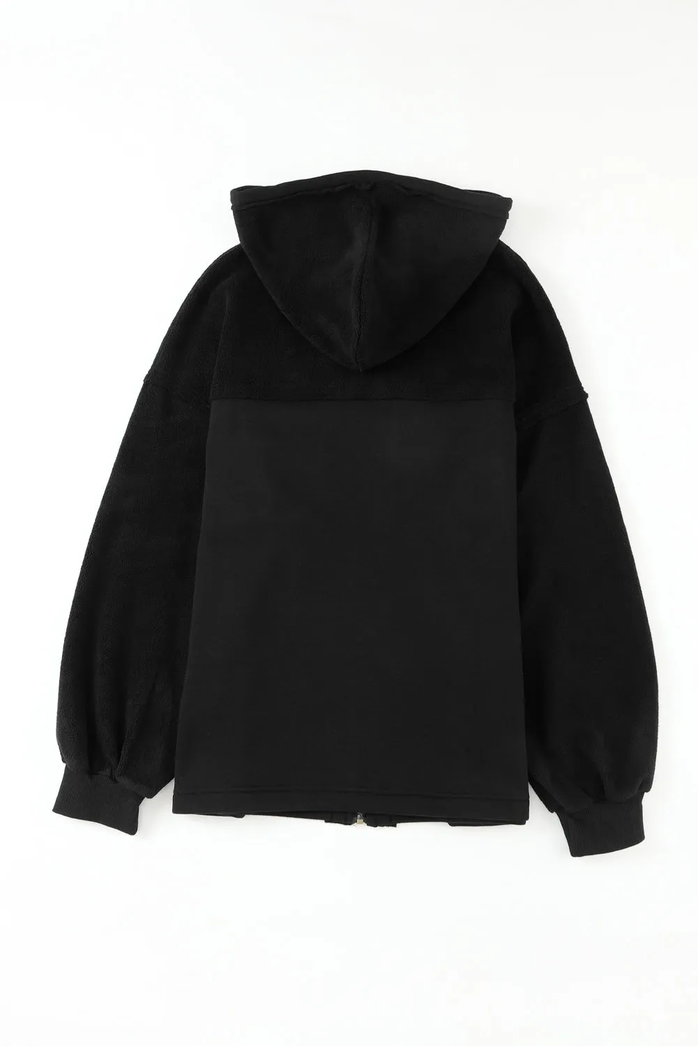 Pink Flap Pocket Drawstring Hood Zip Up Jacket