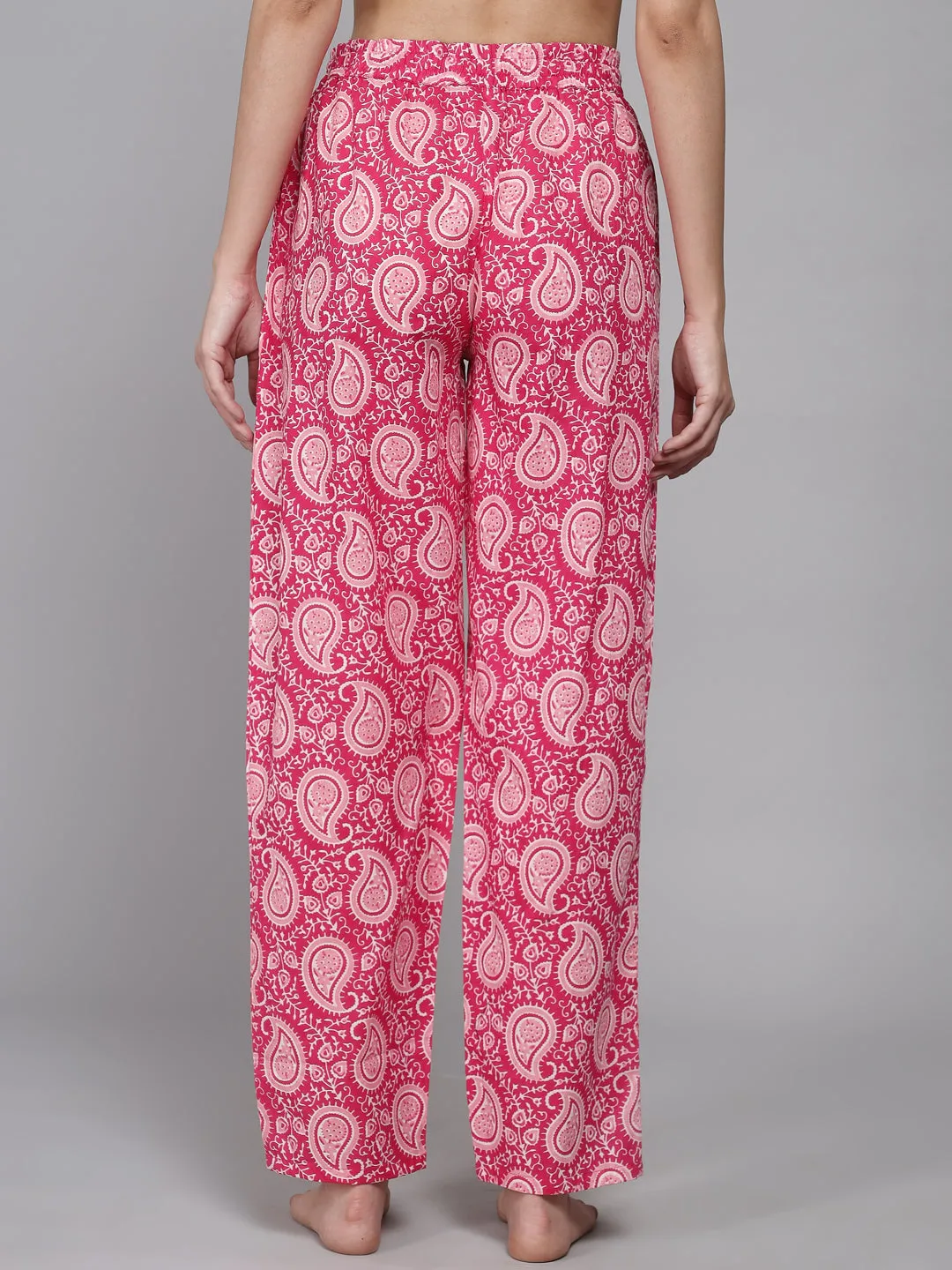 Pink Women's Paisley Cotton Pyjama