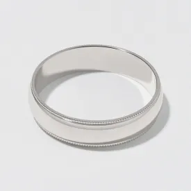 Platinum Classic Milgrain Wedding Band - Polished 5mm