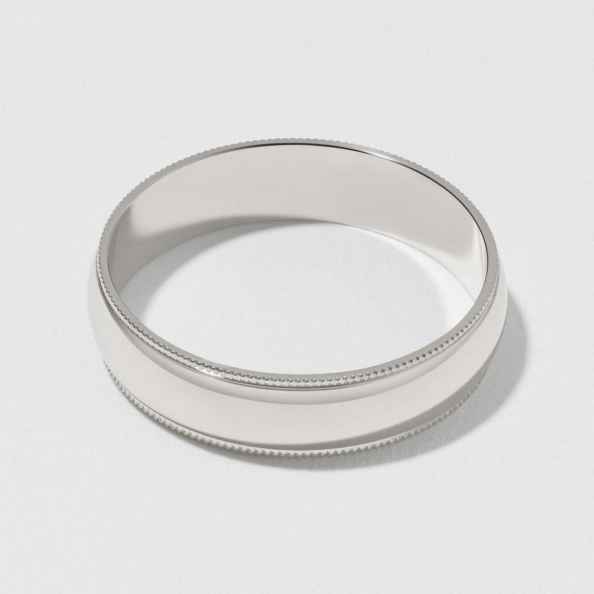 Platinum Classic Milgrain Wedding Band - Polished 5mm