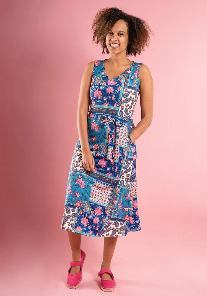 Polly Patchwork Print Midi Dress