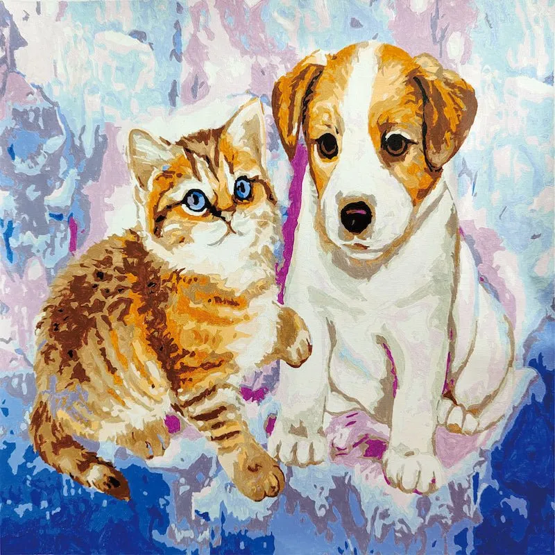 "Cat and Dog" Paint By Numb3rs Kit 50x50cm