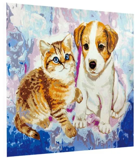 "Cat and Dog" Paint By Numb3rs Kit 50x50cm