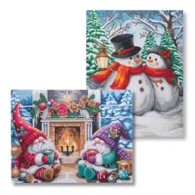 "Modern Christmas Set" Crystal Art Canvas Kit 35cmx45cm Set of 2