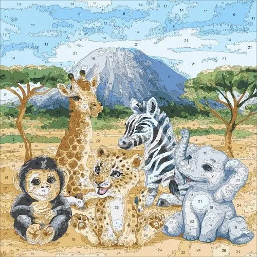 "Safari Animals" Paint by Numbers Framed Kit 30x30cm