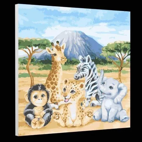 "Safari Animals" Paint by Numbers Framed Kit 30x30cm