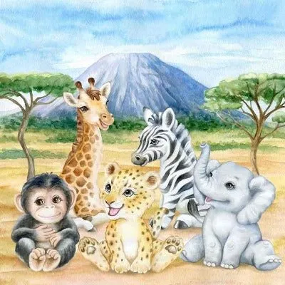 "Safari Animals" Paint by Numbers Framed Kit 30x30cm